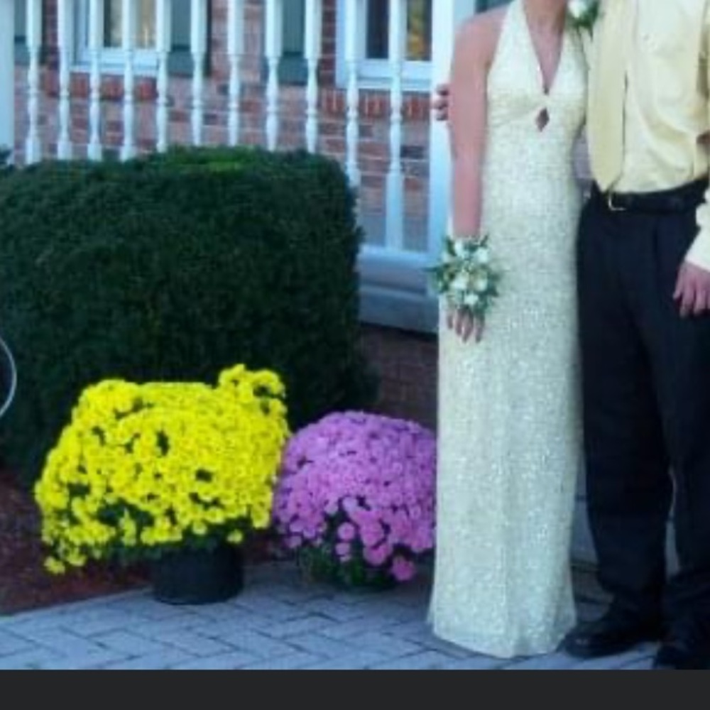 David’s bridal XSmall mustard gold sequin/beaded dress